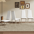 thumbnail image 2 of Dining Chairs Set of 4, Modern Upholstered PU Leather Kitchen Chairs with High Backrests and Silver Metal Legs, Armless Accent Side Chairs for Home, White, 2 of 7