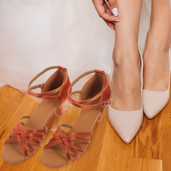 Worgeous 1 Pair of High-heeled Shoes Knotted Strap High Heels Latin Dancing Shoes for Lady - Size 39 (Golden)