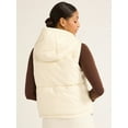 thumbnail image 2 of Scoop Women's Faux Leather Hooded Puffer Vest, Midweight, Sizes XS-XXL, 2 of 5