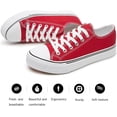 thumbnail image 3 of Women's and men's Classic Fashion White Low-Top Sneakers - Comfortable Lace-Up Canvas Shoes, 3 of 13