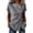 #102-Gray, variant on Women's Textured Imitation Linen Blouse Asymmetrical Collar Button Detail Short Sleeve Ruched Drawstring Waist Loose Casual Top