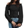 thumbnail image 3 of STARVNC Women Off Shoulder Long Sleeve Laced-Up Corset Blouse, 3 of 5