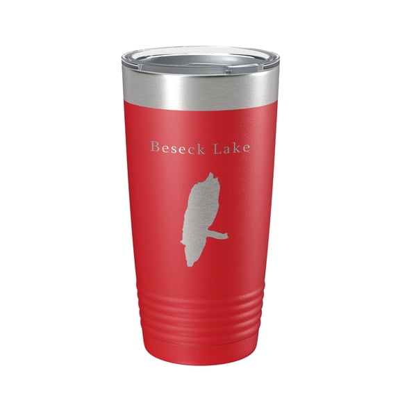 Beseck Lake Map Tumbler Travel Mug Insulated Laser Engraved Coffee Cup Connecticut 20 oz Red