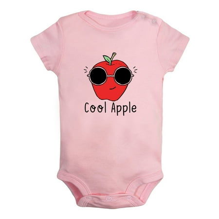 

iDzn Cool Apple Funny Rompers For Babies Newborn Baby Unisex Bodysuits Infant Jumpsuits Toddler 0-12 Months Kids One-Piece Oufits (Pink 0-6 Months)