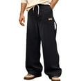 thumbnail image 4 of DHFJKG Mens Sweatpants Joggers Corduroy Wide Leg Loose Fit Elastic Waist Pants With Drawstring Stylish Trousers, 4 of 5
