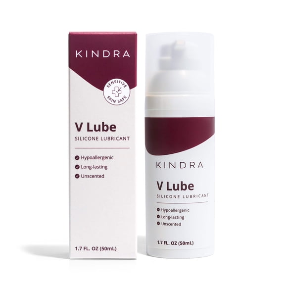 KINDRA V Lube Silicone Based Personal Lubricant, Long-Lasting, Non-Greasy, pH-Friendly, Latex Safe, Glycerin-Free, Flavorless, for Vaginal and Anal Use, 1.7 fl oz