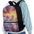 thumbnail image 4 of Uorisanigo 17 inch Kids Backpack for School Running White Horse Childrens Backpacks Lightweight Boys Girls School Bag, Travel & Sports Casual Daypack with Zipped Front Pocket, 4 of 6