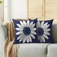 thumbnail image 2 of Daisy Pillow Covers 18X18 Set of 2, Navy Blue White Spring Summer Flower Print Decorative Throw Pillow Covers Outdoor Farmhouse Floral Seasonal Cushion Cases Couch Sofa Bed Decor, 2 of 5
