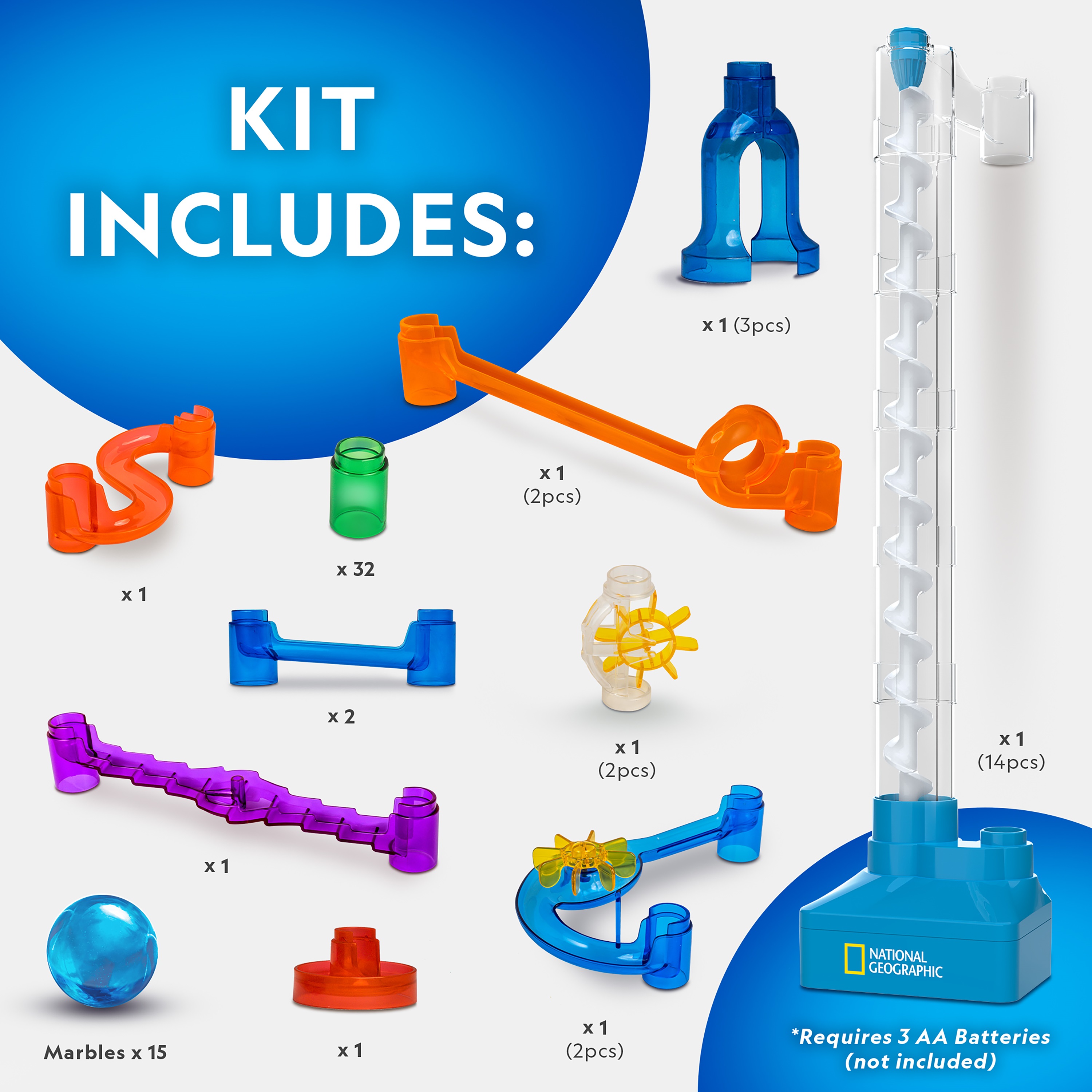National Geographic 75-Piece Motorized Marble Run Kit photo 4