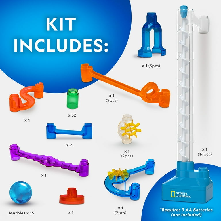 National Geographic 75-Piece Motorized Marble Run Kit for Child 8 Years and up