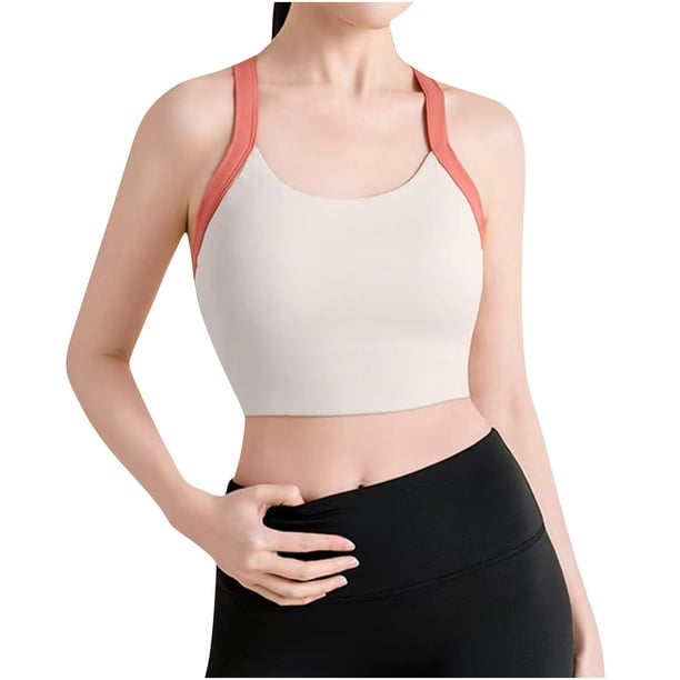 Sujetáneos Deportivos Cómodos para las Mujeres Color Bloqueado Sujetáneo Deportivo Elástico con Almohadillas de Pecho, Sujetáneos Deportivos de las Mujeres para el Uso Diario