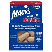 Mack's Ultra Soft Foam Earplugs, 5 Pair - 33dB Highest NRR, Comfortable Ear Plugs for Sleeping, Snoring, Travel, Concerts, Studying, Loud Noise, Work