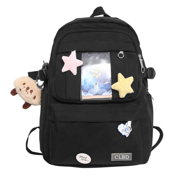 ZROVA Harajuku Solid Color Backpack 12.2"x5.1"x16.1" Nylon for High School College Travel