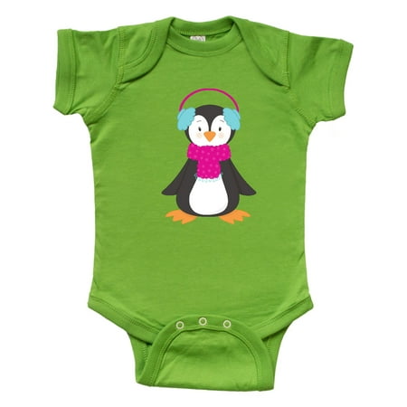 

Inktastic Cute Penguin Penguin With Ear Warmers Scarf Gift Baby Boy or Baby Girl Bodysuit