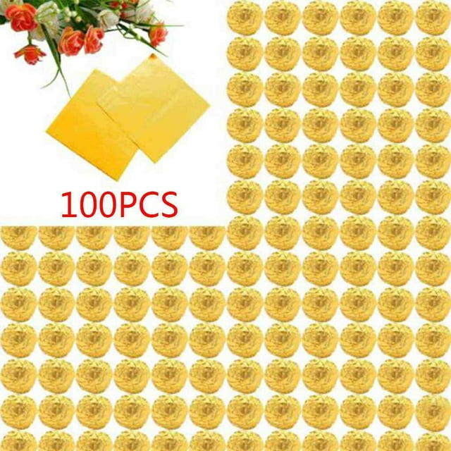 100pcs Square Aluminum Foil Wrappers Colorful Wrappers Aluminum Package for Sweets Candy Chocolate Lollipops