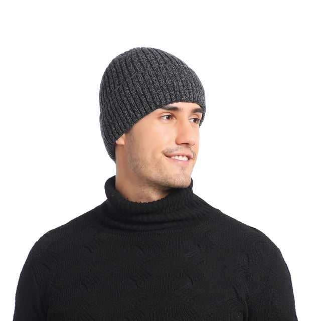 LSLJS Double-layer Woolen Hat and Velvet Warm Mixed Color Men's Knitted Hat Gifts for Men