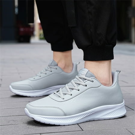 

Mens Shoes Large Size Casual Leather Print Laace UpCasual Fashion Simple Shoes Running Sneakers Grey 10