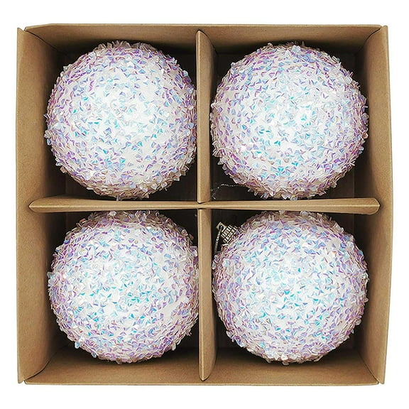 4PCS Christmas Tree Ornaments - 8cm Hanging Ball Baubles for Holiday Decor, Home, Party & Office Decorations, Green & Red Decor Set