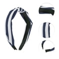 thumbnail image 3 of Unique Bargains 1 Pc Grace Stripe Pattern Wide Cross Knot Headbands for Women White Navy Blue, 3 of 6