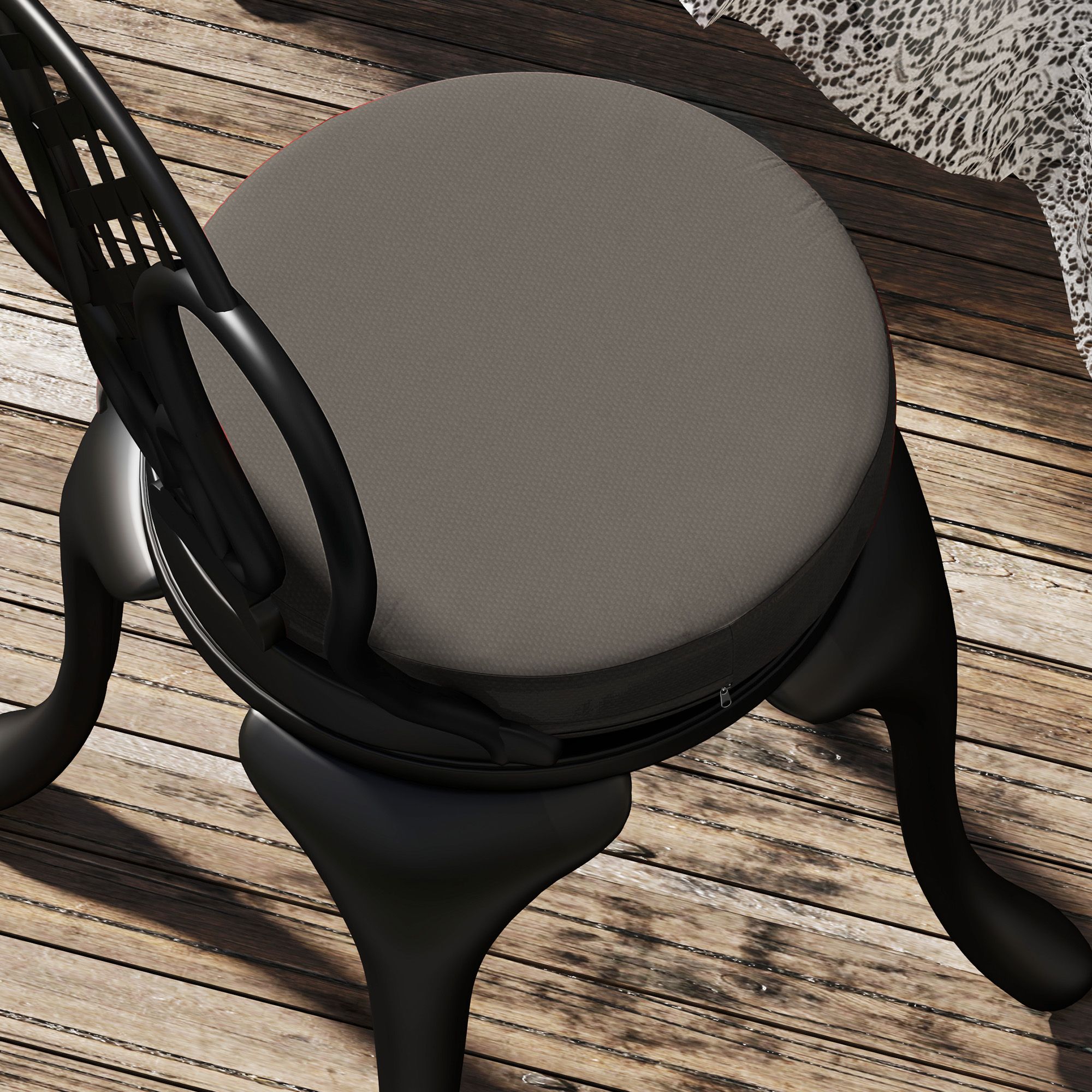 Alvantor Set of 4 Chair Cushions 3" Thick Round Seat Cushions for Dining Bistro Chairs, Machine Washable, 15" x 15", Dark Gray