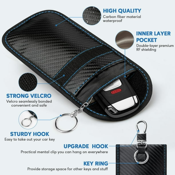 Todoxi Faraday Box Y 2 Bolsas Faraday Para Llavero Protector, Faraday Cage Llavero De Señal Para Llavero Faraday, Protector De Llavero Faraday, Bolsa RFID Para Llaves De Coche