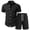 Black, variant on Vacation Set Men's Casual Fashionable Jacquard Short-Sleeve Loose-Fitting Shirt and Shorts Set – Resort Set,Black,L