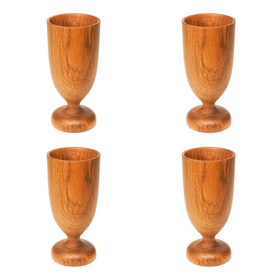 Teak Wood Wine Glass Goblet Cup 4-Pack