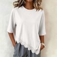 thumbnail image 7 of Asymmetrical Tunic Blouse for Women Summer Oversized Lace Trim T Shirts 2026 Casual Half Sleeve Hem Tops Loose Crewneck White XL, 7 of 7