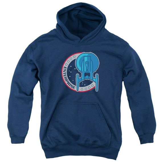 Star Trek Enterprise Patch Big Boys Youth Pullover Hoodie (Navy, X-Large)