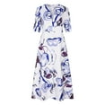 thumbnail image 5 of Summer Saving Wycnly Summer Dresses for Women Fashion High Waist Puff Sleeve Swing Button Down Shirt Maxi Dresses 2024 Short Sleeve V-Neck Flowers Print Long Formal Dress Blue XXXL, 5 of 6