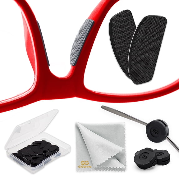 SiGonna Nose Grip Non-Slip Silicone Adhesive Nose Pads Set with Cleaning Cloth, Black, 1mm x 7mm x 16mm, 6 Pair