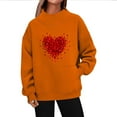 thumbnail image 3 of Womens Oversized Sweatshirts Side Split Mock Neck Pullover Love Heart Printed Loose Valentines Tops with Pocket (XL, Orange #B), 3 of 5