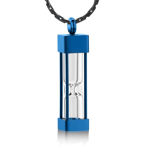 Constantlife Glass Hourglass Cremation Jewelry for Ashes Container Vial Urn Necklace Pendant Stainless Steel Rectangular Memorial Cremation Keepsake Jewelry for Women/Men