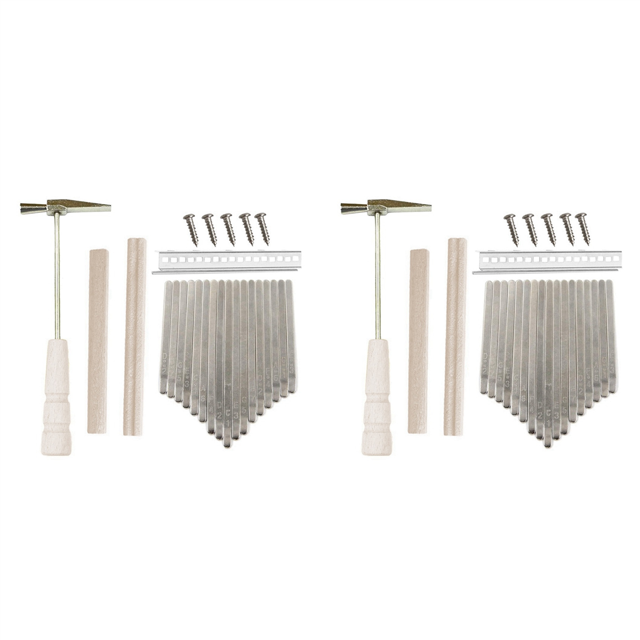 2X 17Keys Kalimba DIY Kit Thum Piano Replacement Parts with Keys Bridge Tuning Hammer Kit Kalimba Accessories