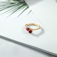 thumbnail image 3 of Gem Stone King 18K Yellow Gold Plated Silver Pink Tourmaline and Red Created Ruby Bypass Ring for Women (0.74 Cttw, Gemstone October Birthstone, Round 4MM, Size 5), 3 of 4