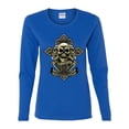 thumbnail image 2 of Wild Bobby, Brotherhood Biker Motorcycles Cross and Skull Pop Culture Womens Graphic Long Sleeve T-Shirt, Royal, X-Large, 2 of 3
