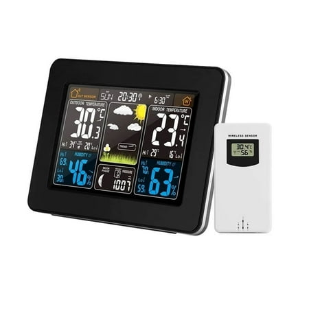 Digital Color Weather Clock with Wireless Outdoor Sensor Indoor/Outdoor ,Real-Time