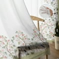 thumbnail image 5 of Sheer Curtains 72 inches Long, Chinese Style Cranes Peach Flowers Palm Leaves Border Light Filtering Sheer Window Curtains Rod Pocket Voile Drapes for Bedroom Living Room, 52"W x 72"L 2 Panels, 5 of 7