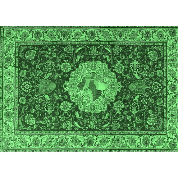 Ahgly Company Indoor Rectangle Persian Emerald Green Traditional Area Rugs, 8' x 12'