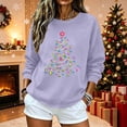 thumbnail image 5 of LangJing Christmas Sweatshirts for Women Xmas Tree Graphic Long Sleeve Holiday Tees Crewneck Pullover Tunic Tops, 5 of 6
