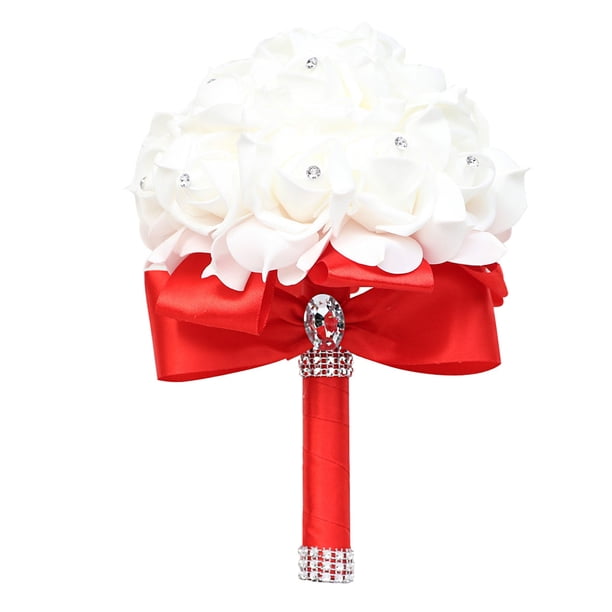Guardurnaity Magnífico ramo de novia de plástico para bodas, duradero y elegante, de bajo mantenimiento durante más tiempo Ropa, zapatos y accesorios Miscelánea rojo