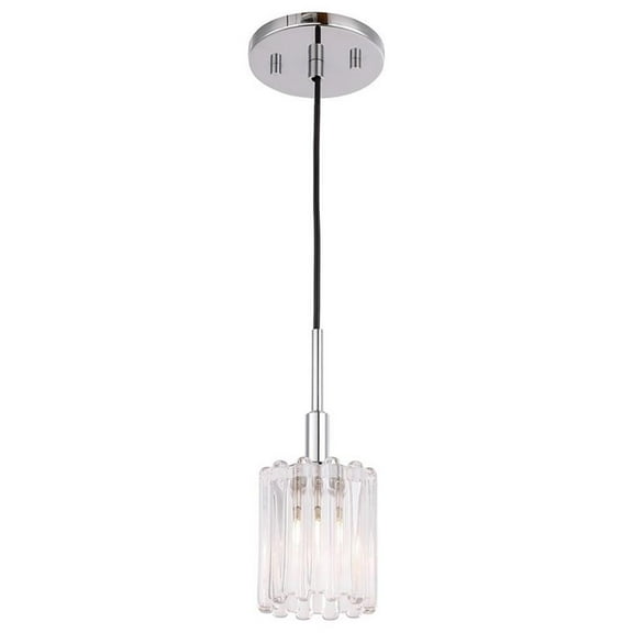 Woodbridge Lighting Candice Swizzle Stick Cylinder Metal Mini-Pendant in Chrome