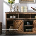 thumbnail image 5 of Yaoping Farmhouse Barn Door TV Cabinet Up to 65" TV Media Console with Open Shelves Adjustable Storage, Entertainment Center with Power Outlets(Brown), 5 of 10