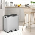 thumbnail image 2 of Giantex Dual Trash Can, 16 Gallon Stainless Steel Step Garbage Bin for Kitchen Office Home Use, 2 of 10