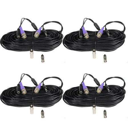 VideoSecu 4x 50ft Cable Pre-made All-in-One Extension Wire Cord for 720P 960P 1080P 960H CCTV Surveillance Camera