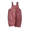 thumbnail image 2 of Toddler Boy Girl Soft Corduroy Suspender Pants Kids Overalls Loose Retro Fall Adjustable Button Overalls with Pocket Pink 1-2 Years, 2 of 5
