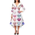 thumbnail image 4 of Womens Valentines Dresses Fashion V Neck Long Sleeve Dress Cute Love Heart Loose Casual Dresses Purple Pink S, 4 of 5