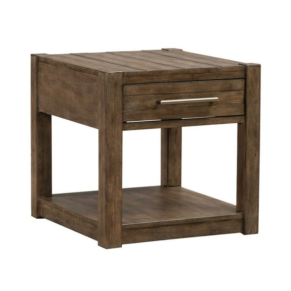 Liberty Furniture Broadmore Living Room Drawer End Table - Cobblestone Brown