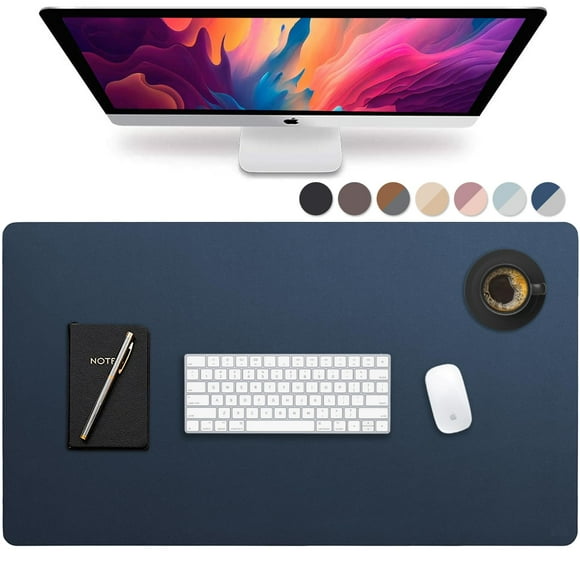 Vine Creations Leather Desk Mat Large 36" x 20", Desk Protector Mat, PU Leather Desk Pad, Large Mouse Pad, Desk Blotter, Desk Pads on Top of Desks, Desk Matt for Desktop, Office Desk Mat (Dark Blue)