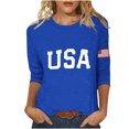 thumbnail image 2 of Odbmxy Womens Plus Tees Independence Day 3/4 Sleeve Fourth of July Womens Tops Workout Holiday Leisure Regular Tops, 2 of 5